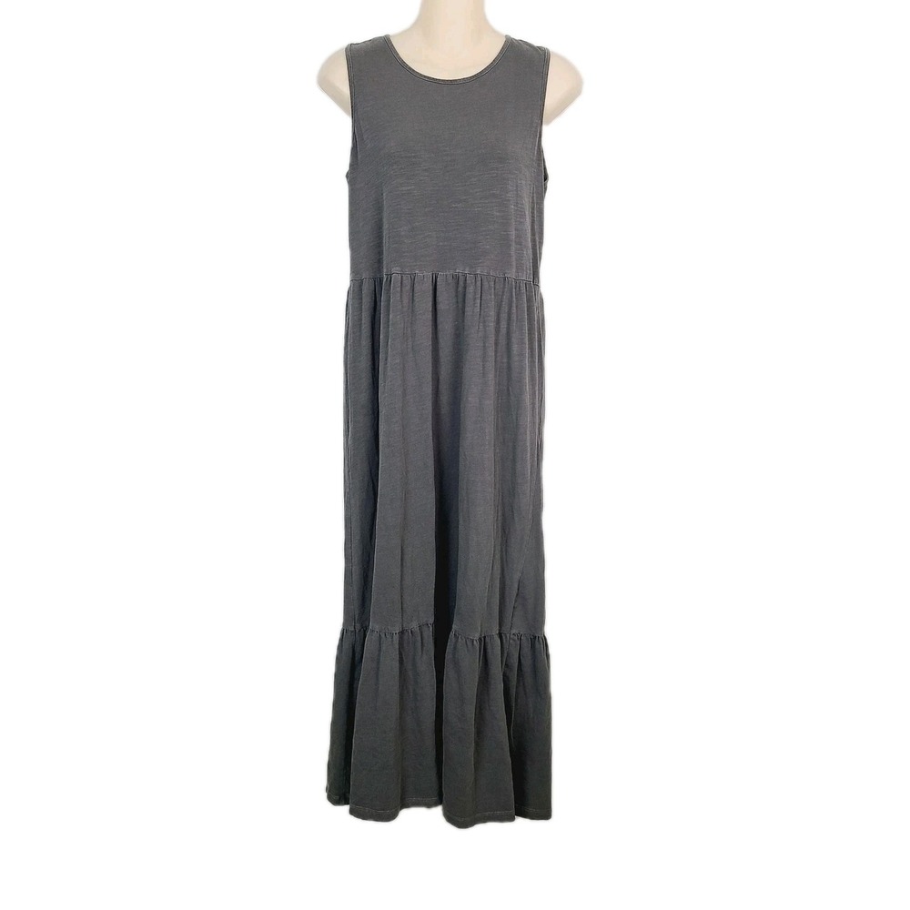 Old Navy Maxi Dress Gray Knit Tiered Sleeveless Casual Stretch Flowy‎ Small S